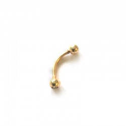 Banana barbell guldfärg kulor med vit sten -1.2mm