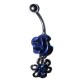 Hängande navel smycke lila ros -1.6mm