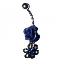 Hängande navel smycke lila ros -1.6mm