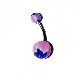 Barbell navel blå blomma G23 Titan-1.6mm