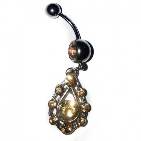 Hängande navel smycke blå stenar -1.6mm